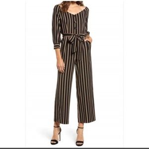 REVOLVE Black and Tan Striped Jumpsuit